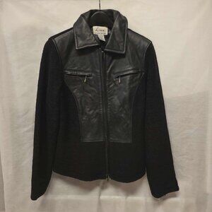 LINEA BY LOUIS DELL'OLIO LEATHER & WOOL BLEND JACKET COAT BLACK WOMEN'S SIZE XS